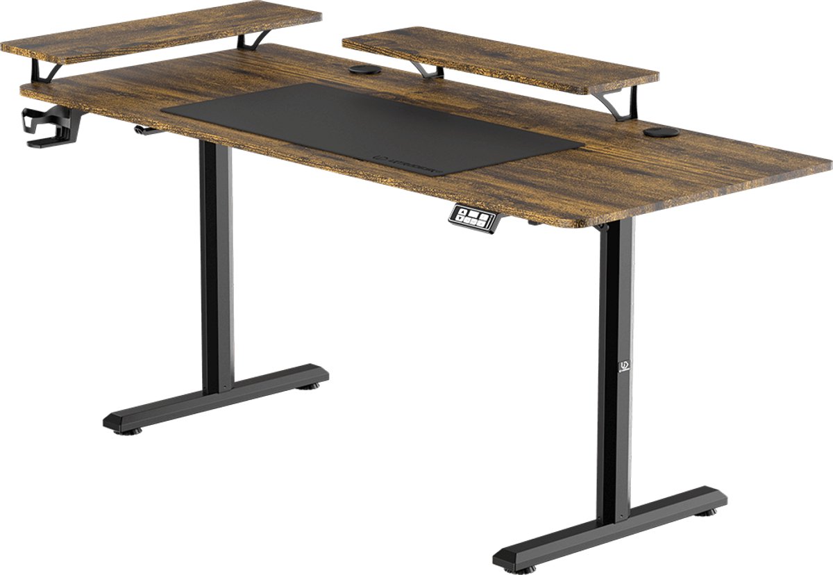 Ultradesk HIGHLANDER XXL – Bureau voor Gaming, Kantoor & Home Office – Bruin – 160 x 70 cm – Elektrisch verstelbaar – Ergonomisch thumbnail 2