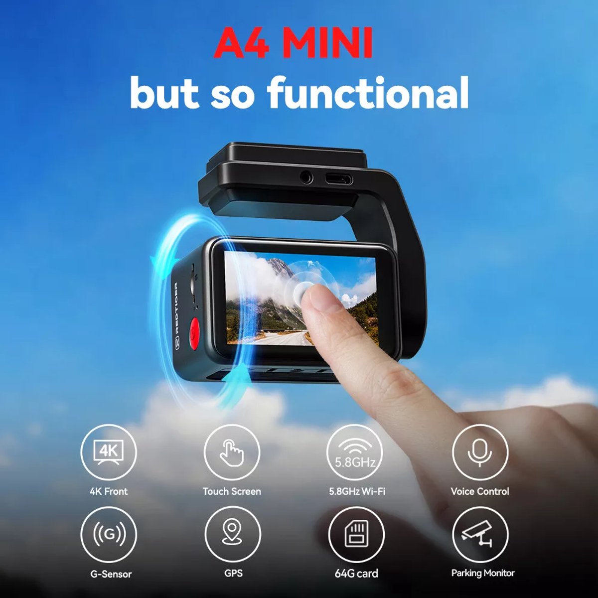 Redtiger A4 4K Touch Wifi Gps 2CH 64gb dashcam - 2,2 inch touch screen Lcd - 4K resolutie - 64gb Micro SD kaart thumbnail 3