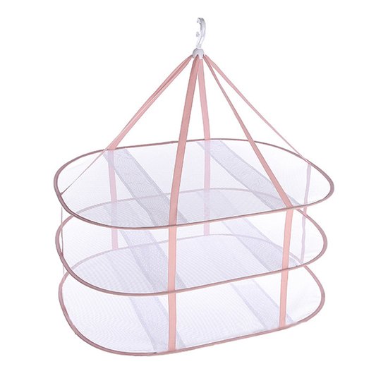 Droogrek - Truien anti-vervorming kleding droogmand - 3 laags - Polyester - Opvouwbaar - mesh - hangende - Draagbaar - Droognet - 78*61*80 cm - Roze - 1stuk