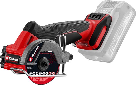 Einhell Professional Accu Doorslijpmachine TP-CO 18/76-C Li BL Solo – Power X-Change – 18 V/Li-ion – Ø76 mm – Max. Snijdiepte: 16 mm – 20.000 t/min – Incl. 1x Diamant doorslijpschijf, 3x dunne doorslijpschijf – Excl. Accu en Lader