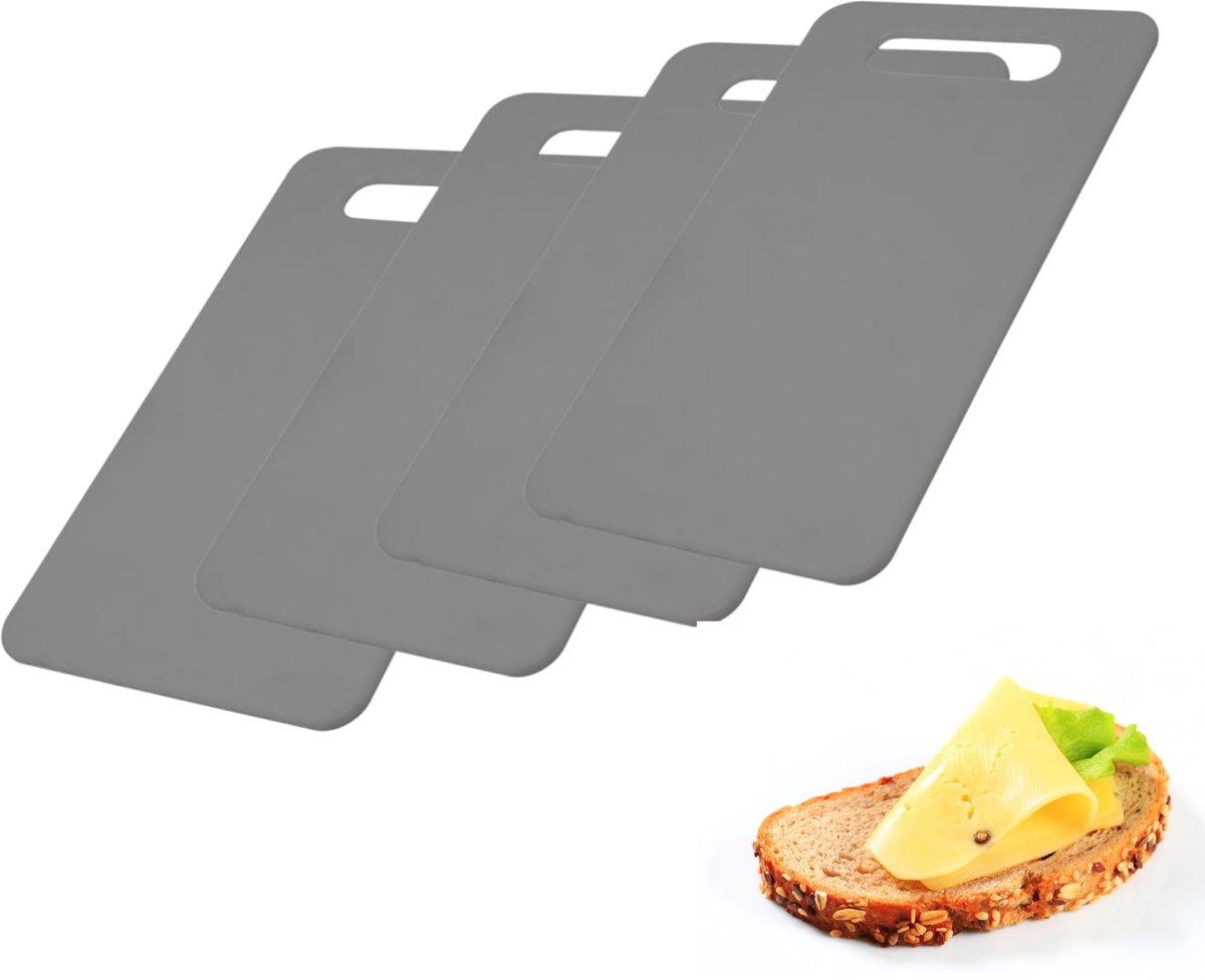 Westmark ontbijtplanken - 25x15cm - 4 stuks - Mes vriendelijk - kunststof, antraciet