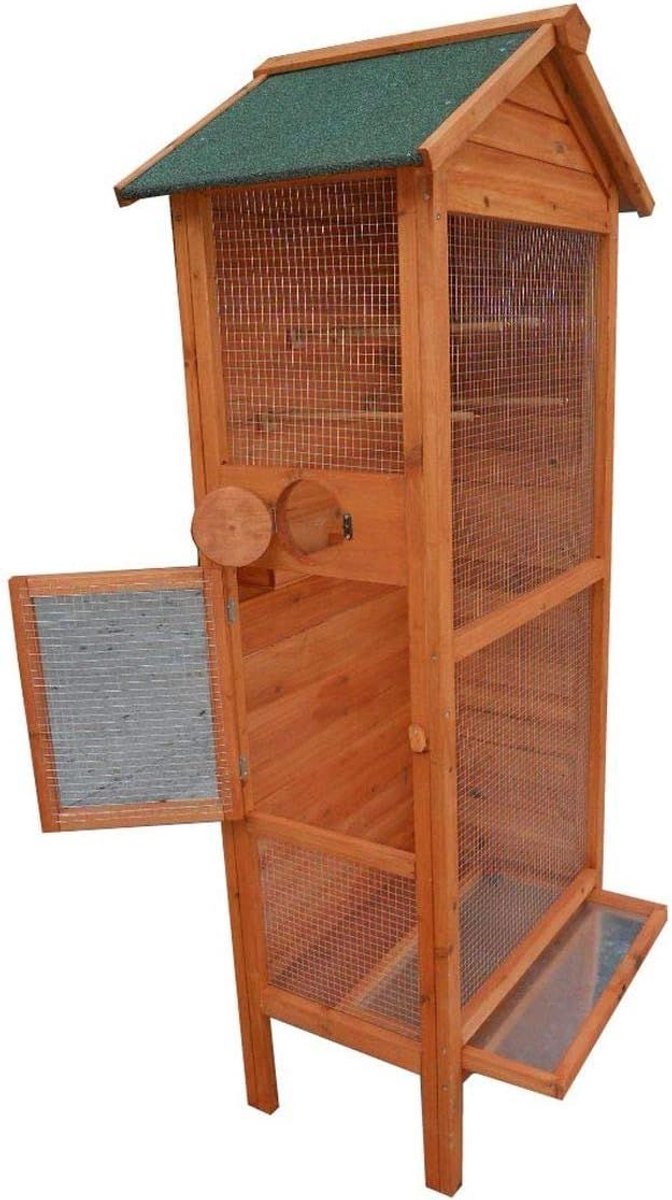 Voliere - Vogelvoliere - Buitenvoliere - Vogelkooi - Bruin - hout 78 x 55 x 158 cm -