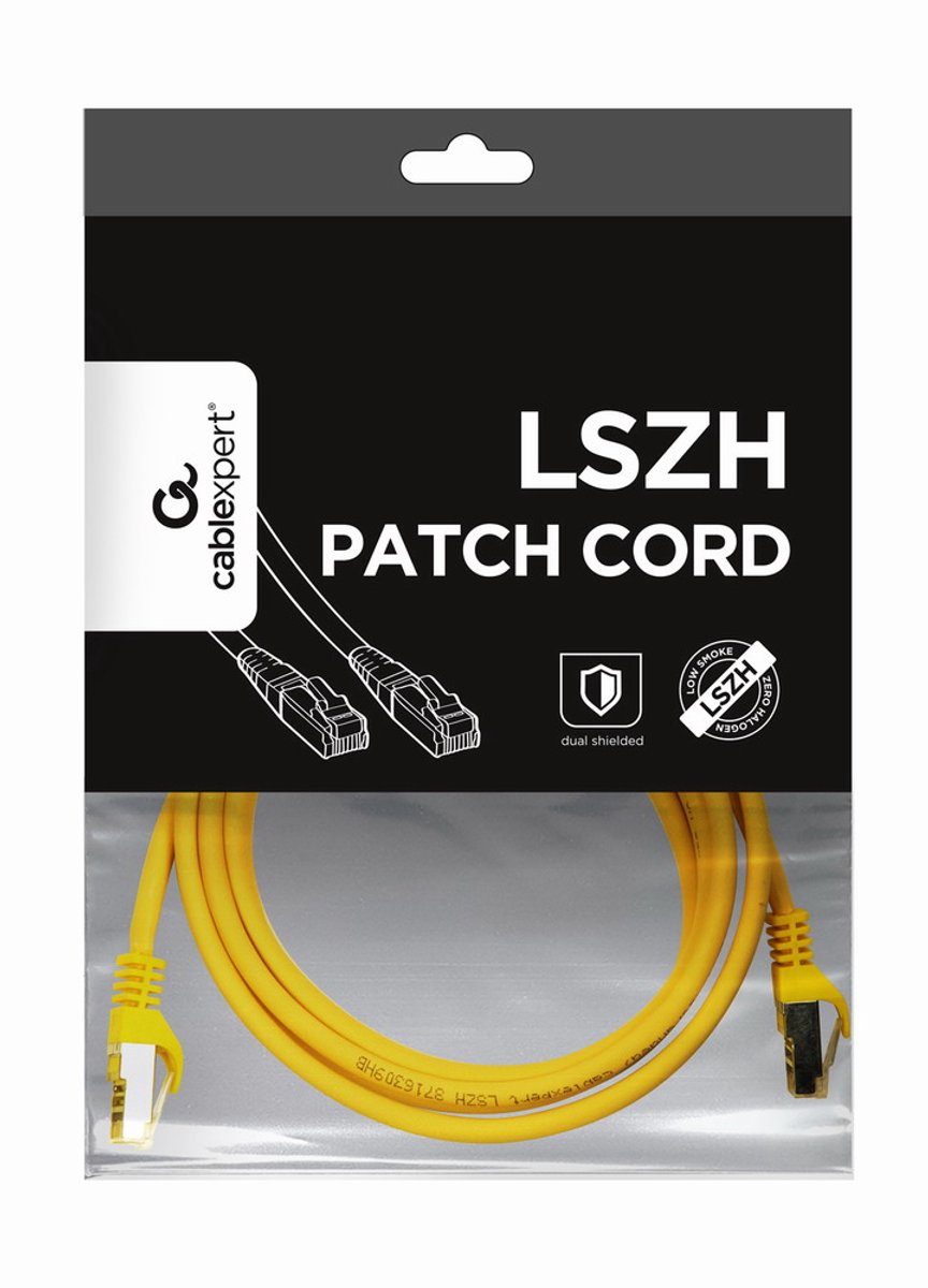 S/FTP Cat6A patchkabel LSZH, geel 1.5 m