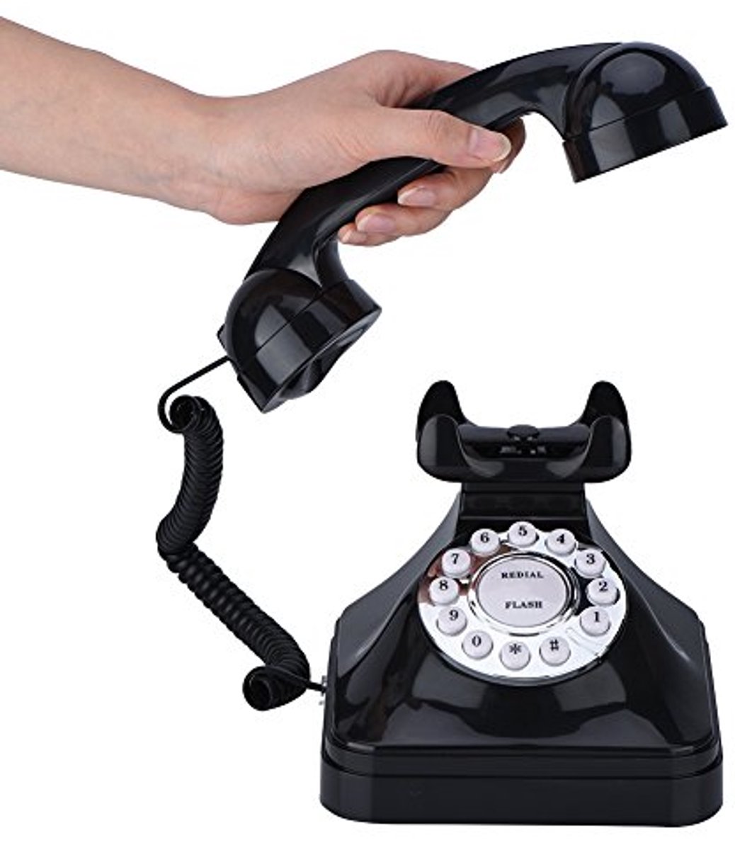 Retro vaste telefoon, antieke vintage telefoon met snoer met