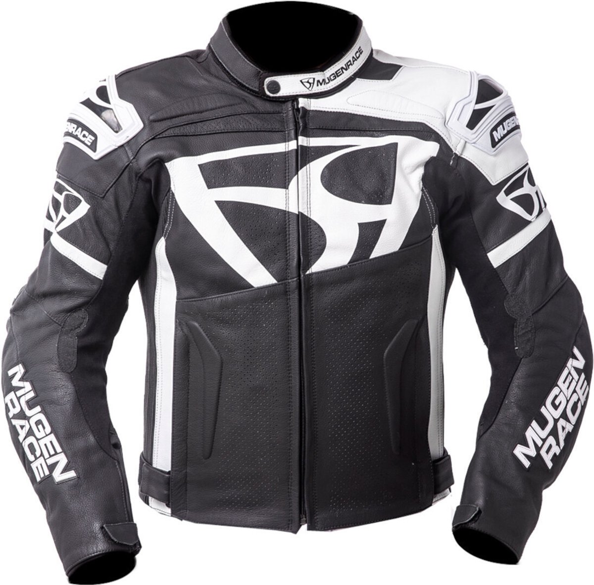 MUGENRACE Aggressore Zwart Wit Leren Jas - Jas