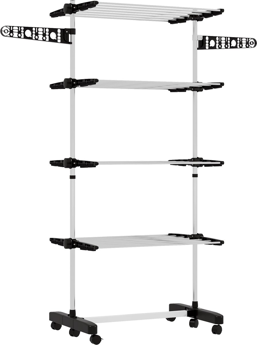 HOMCOM-Wäscheständer-Edelstahl, ABS-142L × 55B × 172H cm-Schwarz
