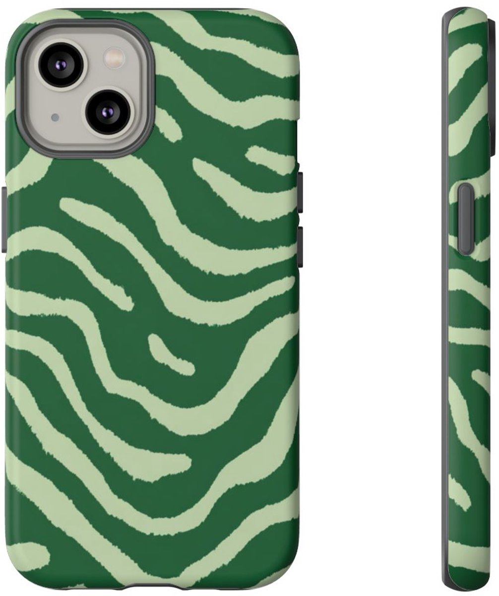 Groen Golvend Strepenpatroon – Telefoonhoesje Geschikt voor iPhone 14