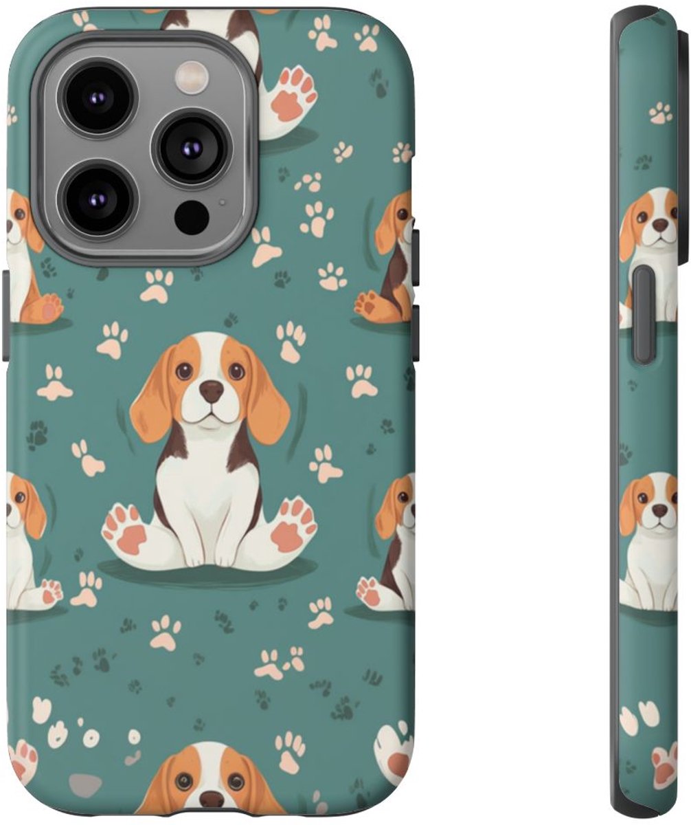 Beagles met Pootafdrukken Patroon – Telefoonhoesje Geschikt voor iPhone 14 Pro