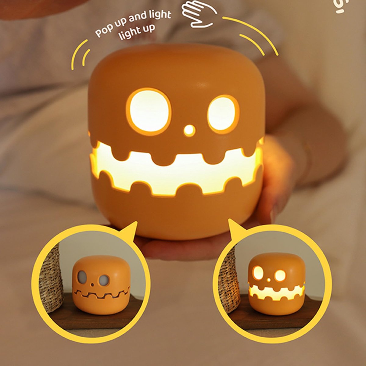 Ibenzoa® Nachtlampje in de vorm van een pompoen met dimmer en timer voor sfeervolle Halloween-decoratie