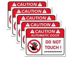 CRASPIRE Caution Do Not Touch Automatic Door Warning Sign Stickers 9.8 x 6.9 Vinyl Self Adhesive Labels Decal Waterproof Window for Business Indoor Official Warehouse Sliding Doors