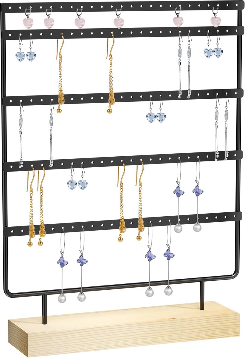 Chiluxendo 5-laags sieradenopbergsysteem voor op reis, sieradenstandaard, sieradenboom, sieradenhouder, oorbellenopbergsysteem, sieradenorganizer, kettingstandaard, oorbellenstandaard, kettinghouder, armbandstandaard, zwart