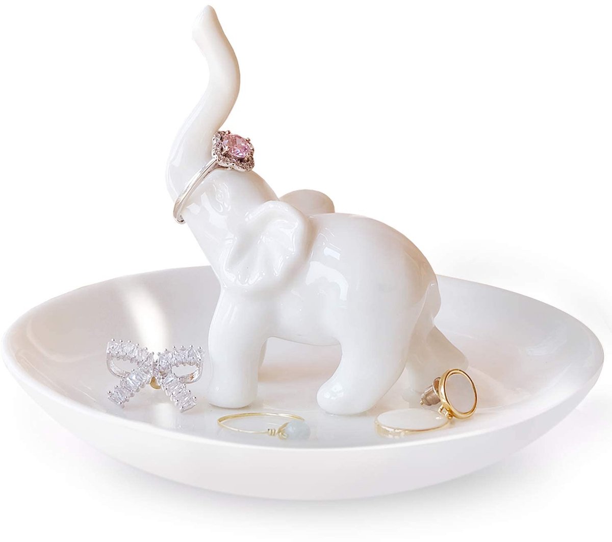 Aloë Cactus Olifant Ringhouder Kat Sieradenschaal Cadeaus voor Vrouwen, Meisjes, Haar, Vriend, Minnaar, Verjaardag Kerstmis Housewarming Huwelijkscadeaus, Keramiek