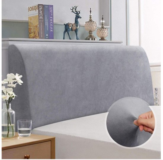 Housse de tête de lit élastique WNHB® 180-200 cm - Gris clair - Housse de protection extensible pour tête de lit - Lavable et élégante