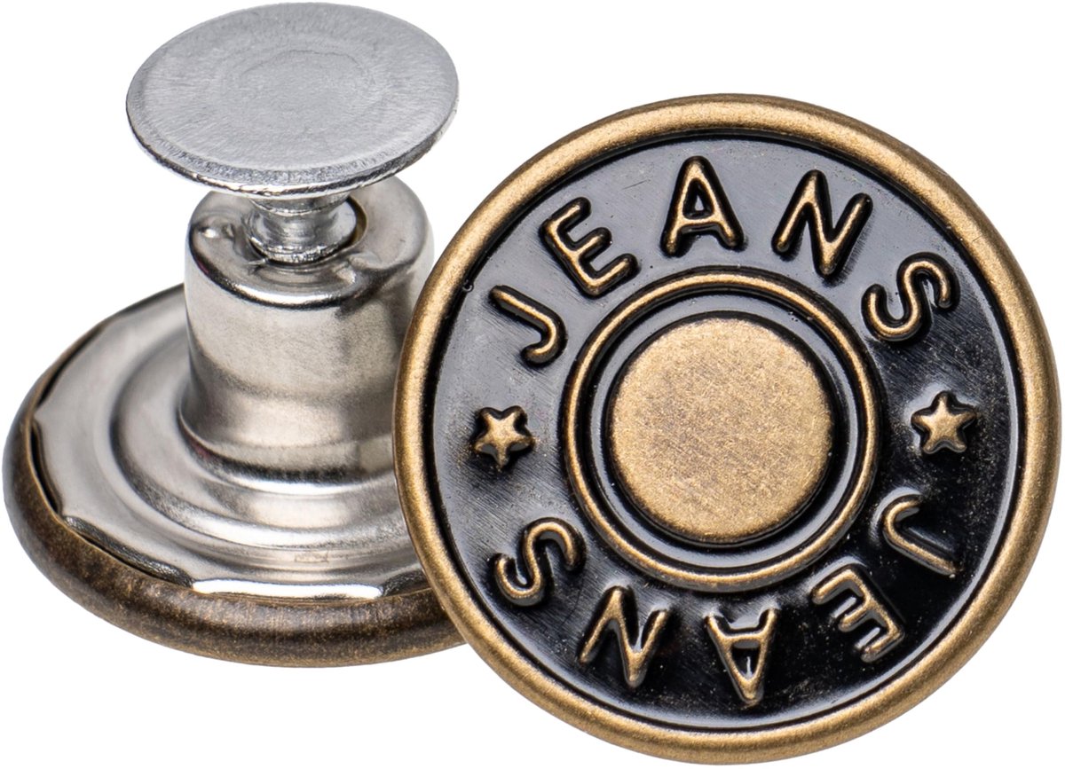 Vervangende broekknopen om te klinken, Ø 20 mm messing jeansknopen, 20 stuks, bronskleurig, jeansknopen met klinknagels, jeansknoop om in te hameren, metalen broekknoop, broeken wijder maken, metalen broekknopen