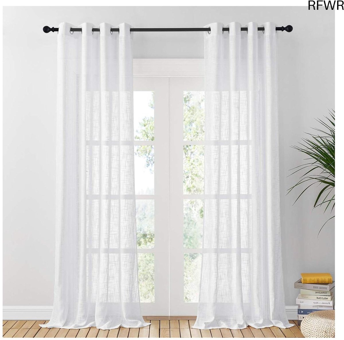 RFWR® Transparante Raamgordijnen voor Woonkamer en Slaapkamer - Vitrage Gordijnen met Zeilringen 140x260cm