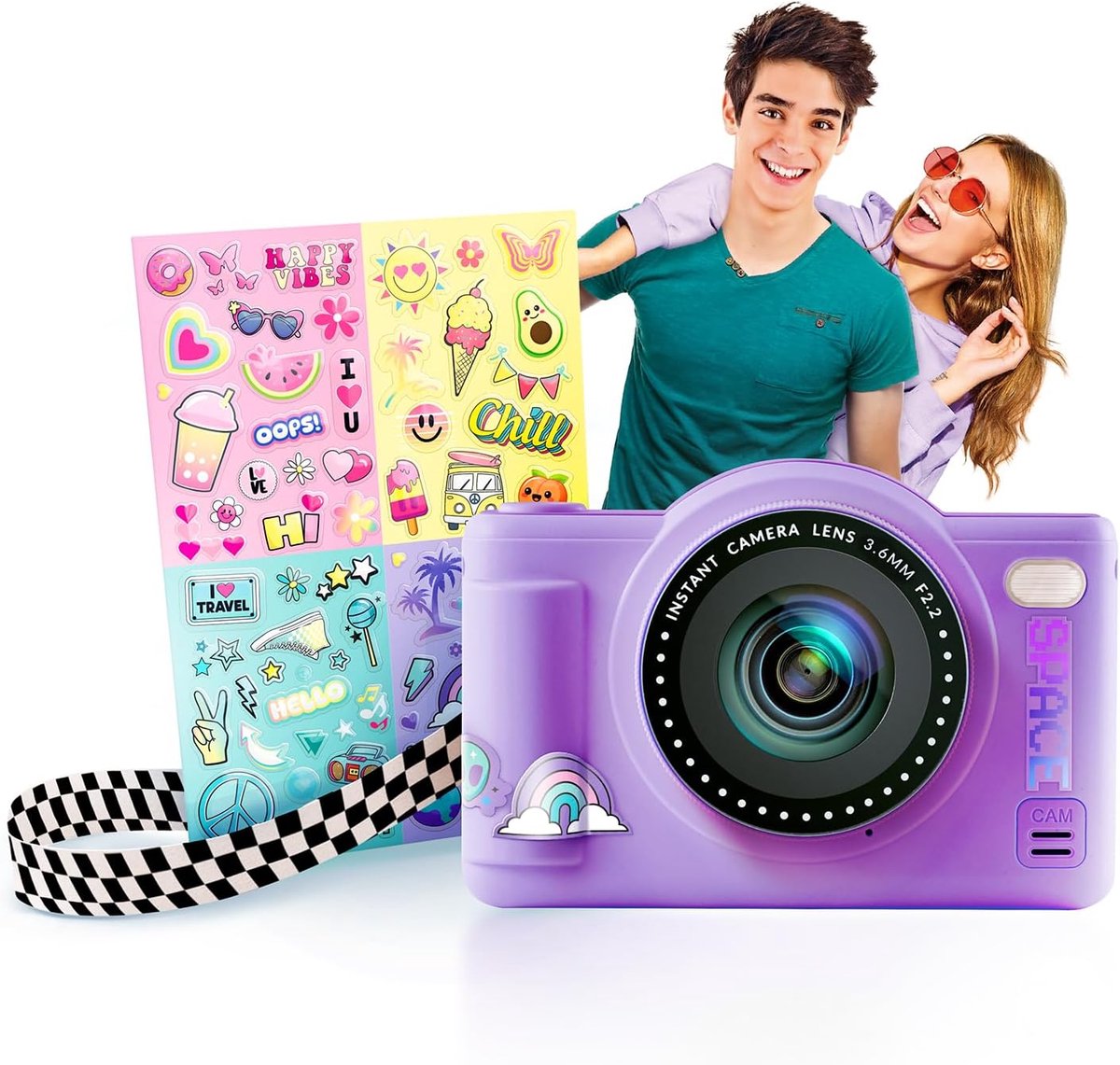 RFWR® Digitale kindercamera met dubbele lens en selfie-modus voor kinderen