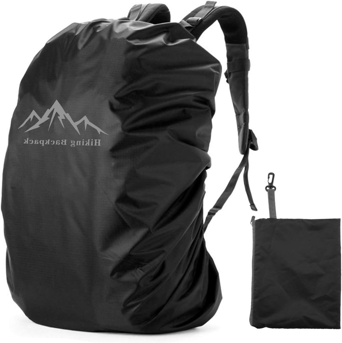 Allecto Plus - Verstelbare Waterdichte Rugzak Regenhoes 35L Met Opbergtas en Draagbare Schouderbescherming voor Outdoor Wandelen - Zwart
