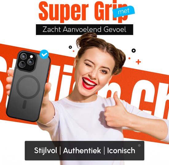 Hoesje Geschikt voor iPhone 15 Pro Max - Zwart - Geschikt voor MagSafe – Slank, Sterk en Shock proof