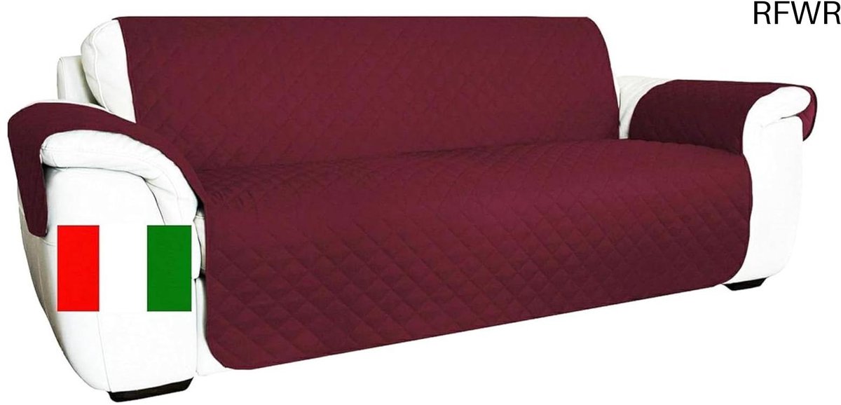RFWR® 2-zits bankhoes - Waterdichte en vlekbestendige hoezen voor banken met armleuningen - Antislip en omkeerbaar - Modern design - Bordeaux