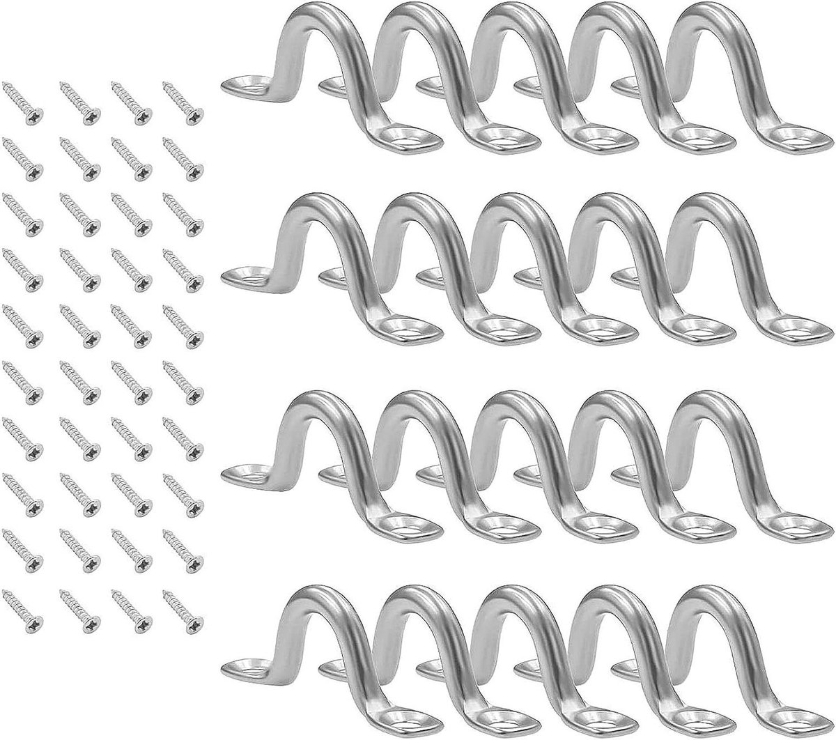 20 Stuks RVS Kajak Pad Oog Strap - Deck Loops voor Boot Kajak - Kano Accessoires