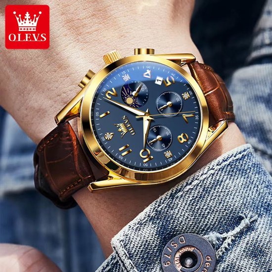 OLEVS Heren Horloges Ontwerper Kalender Jurk Metalen Roestvrij Staal Quartz Analoog Waterdicht Lichtgevende Polshorloge Gent Groot, Jurk OLEVS Heren Horloges Ontwerper Kalender Jurk Metalen Roestvrij Staal Quartz Analoog Waterdicht Lichtgevende Polshorloge Gent Groot, Jurk
