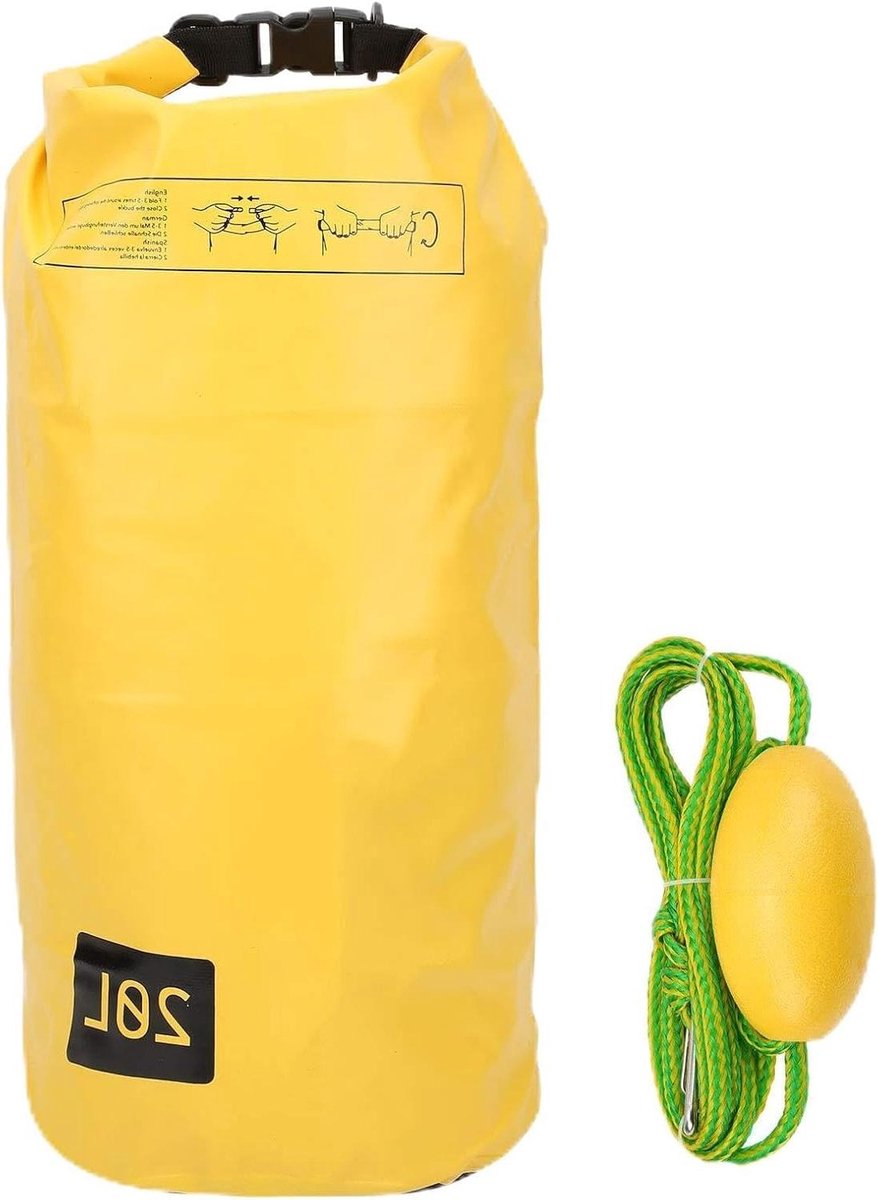 Allecto Plus - Geel waterdicht zandankersysteem met lang drijvend touw - voor Paddle Boards en kajakken - 20 liter