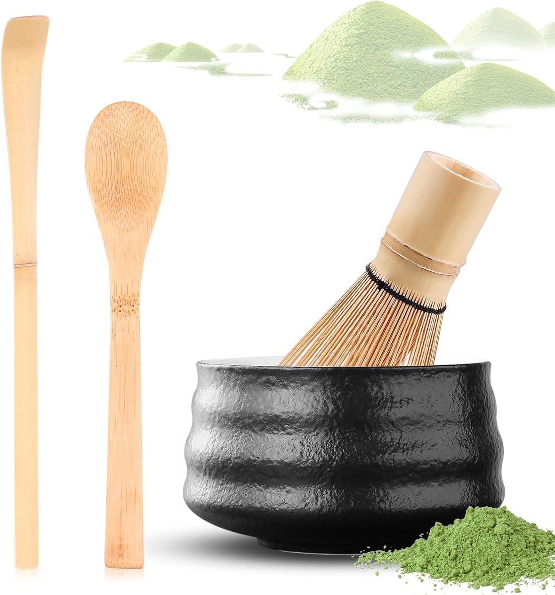 Matcha bezem 4-delige set - Traditionele thee accessoires - 4 stuks