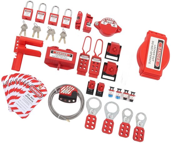 TRADESAFE Lockout Tagout Kit with Hasps, Lockout Tags, Red Loto Locks - Electric Lock Out Tag Out Kit for OSHA Compliance, Personal Loto Kit (1 key per lock