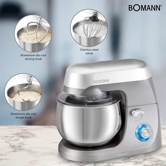 RFWR® Deegrobot 1000 Watt Mixer met 5 Liter Kom - Kneed- en Mengmachine van RFWR — afbeelding 2