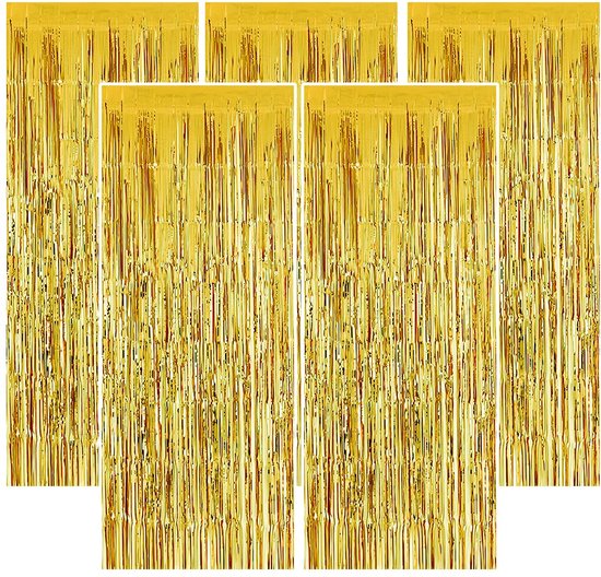 3 Pack Metallic klatergoud Gordijnen Folie Fringe Shimmer Streamers