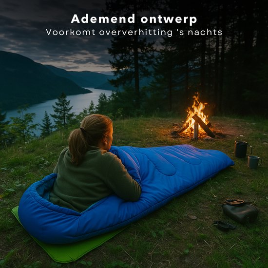 Cheqo® Envelop Slaapzak Volwassenen - Kamperen - Dekenmodel - Zomerslaapzak Polyester - Blauw van Cheqo — afbeelding 5
