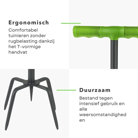 Cheqo® Tuinklauw Woelvork - Metaal - Tuinfrees - Onkruidsteker - Onkruidtrekker - Aarde Losmaken - Grond Beluchten - Kultiveren - Ergonomisch - Onkruid Wieden - Onkruidverwijderaar - Duurzaam en Efficiënt van Cheqo — afbeelding 2
