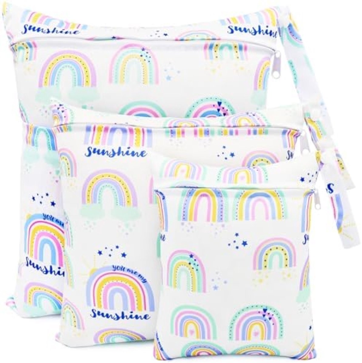 Image of 3 Stuks Waterdichte Luiertas Set - Herbruikbare Natte Zakken voor Baby's, Reizen en Organisatie - Wit