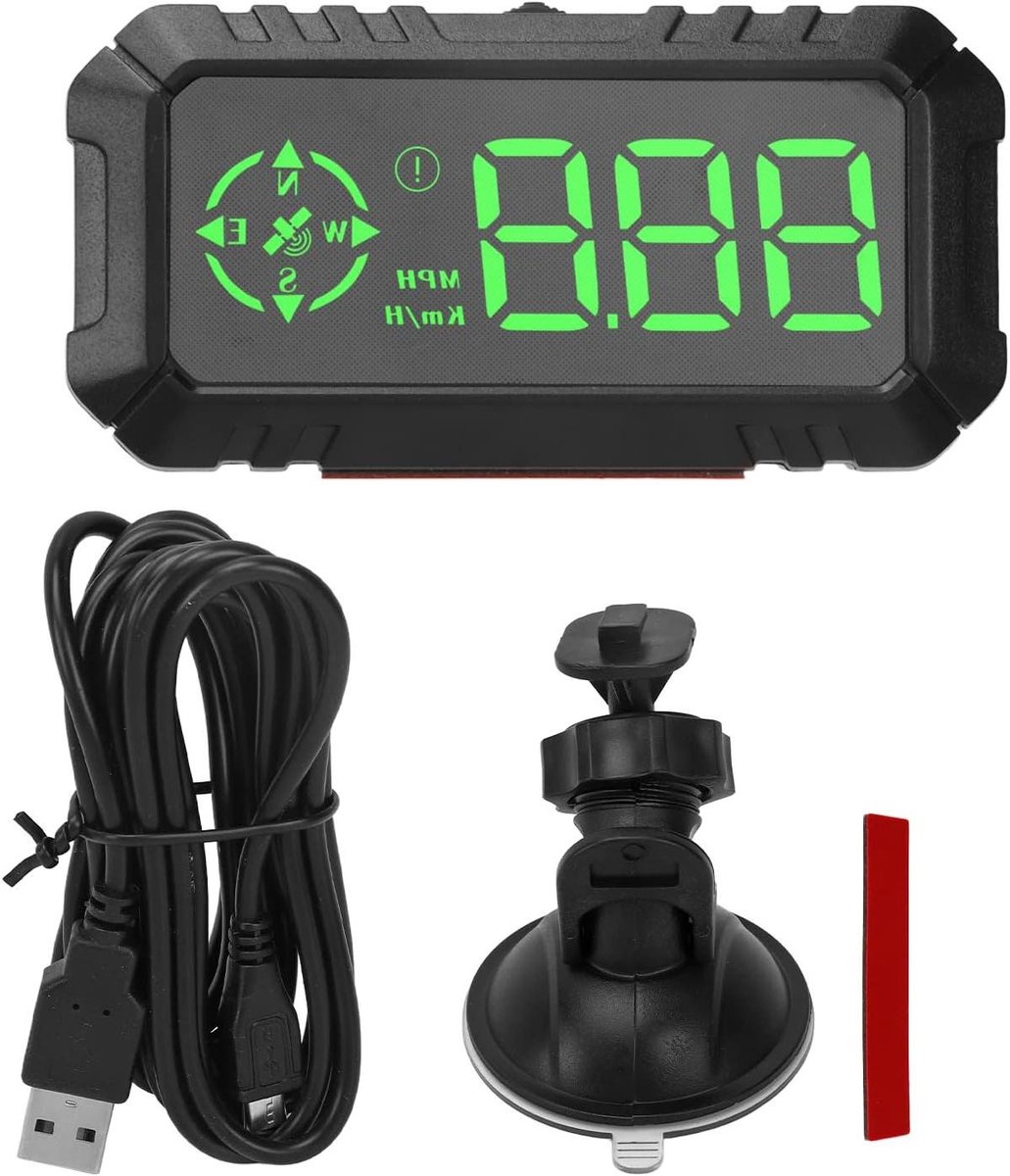 Allecto Plus - Auto HUD Display met GPS Snelheidsmeter en Kompas - Voor De Meeste Auto's - Overspeed Alarm MP - Rijden Alert met Vermoeidheidsherkenning.