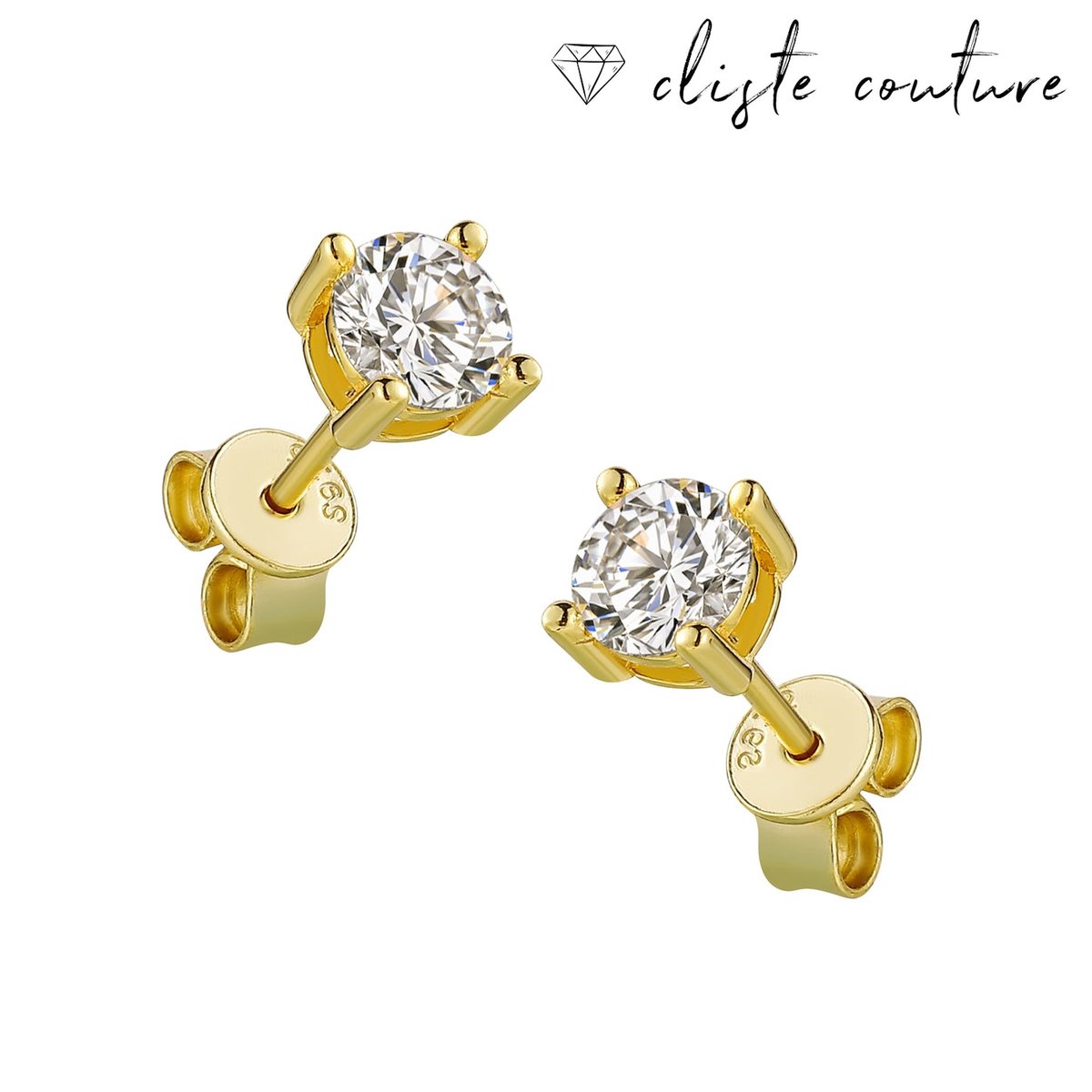 Cliste Couture - Moissanite Diamant 0.6 Karaat Oorbellen Knopjes Dames - Verguld - Hypoallergeen Oorknopjes - Goud - Oorbellen Dames