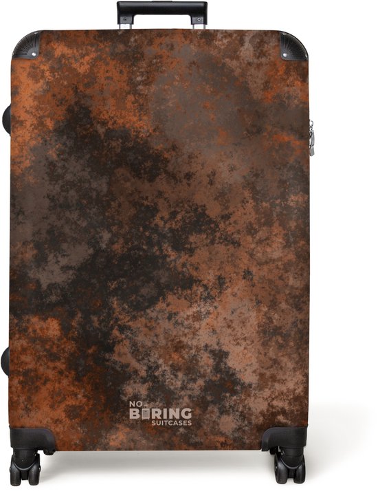 NoBoringSuitcases.com® - Koffer groot - Reiskoffer lichtgewicht - Ruwe roestige textuur met diepe bruintinten - Rolkoffer met 4 wielen - Grote trolley XL - 98 liter bagage
