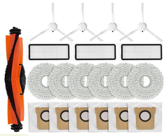 Vervangende accessoireset compatibel met Dreame D20 Pro Plus, robotstofzuigeraccessoires, reserveonderdelen, 1 Duo hoofdborstel 4 zijborstels 4 HEPA-filters 4 dweildoeken 4 stofzakken