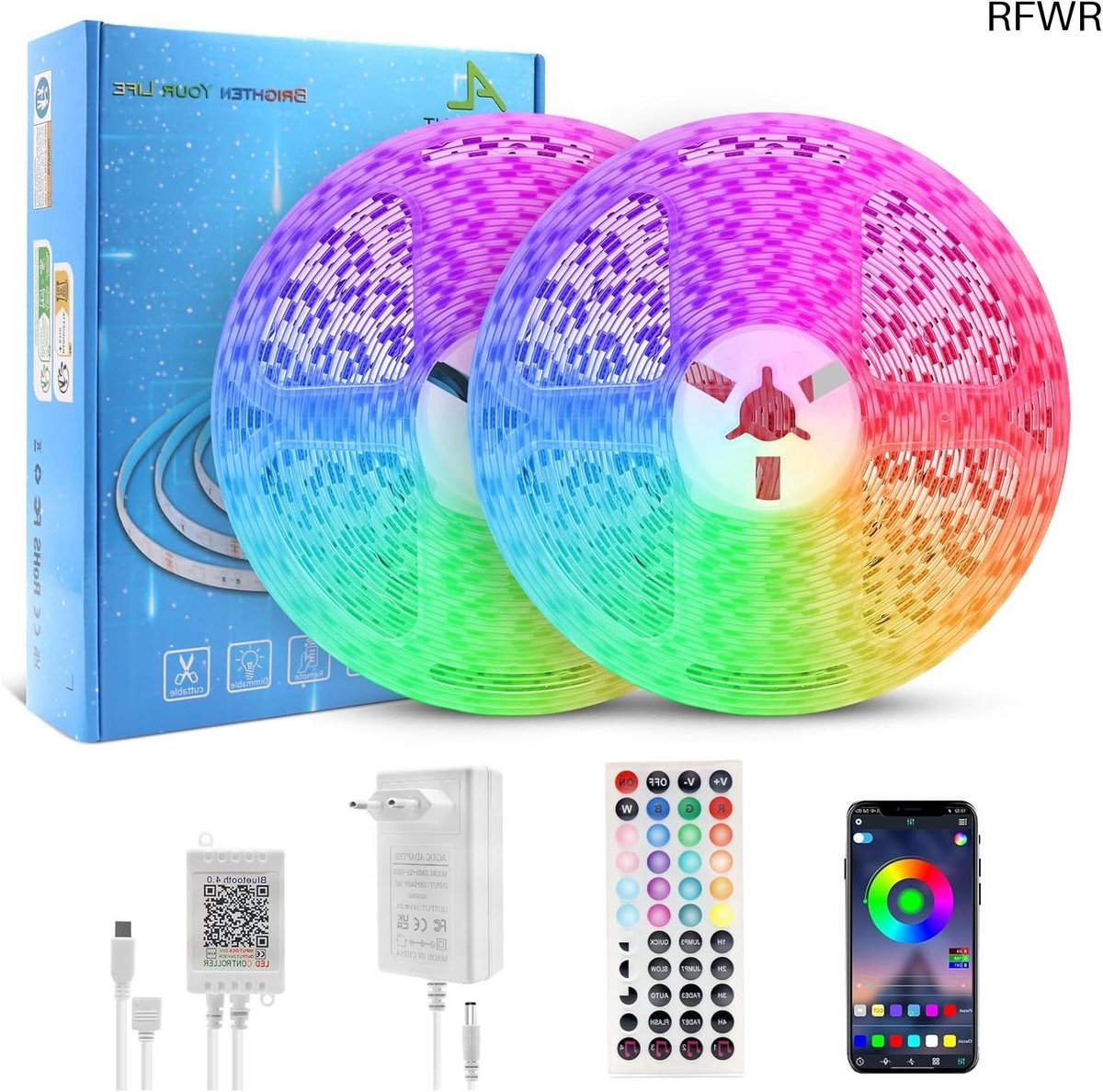 RFWR® 20m RGB LED Strip met 600 Leds en Afstandsbediening - Multi-colour Flexibele LED Verlichting voor Decoratie en Feesten