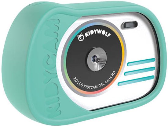 Cyaan KidyWolf Kidycam fototoestel met 2.0 LCD scherm en lens HD.