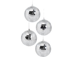 KIMU® 4x Discobal Ø 10 cm Klein - Discobol Spiegelbol Glitterbol Glitter Spiegeltjes Disco Bal Bol Decoratie Planeet Kerstbal Kerstballen Festival
