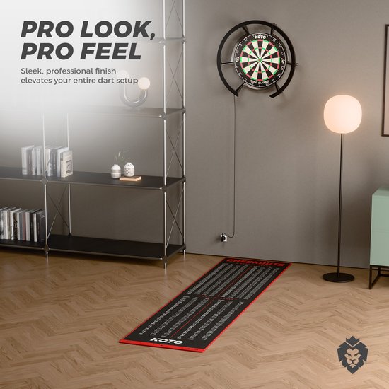 KOTO Carpet Checkout Rood, 237x60 cm Dartmat, Incl. Score-indicatie en Oche, Professionele Dart mat, Bescherming Vloer & Dartbord van KOTO — afbeelding 4