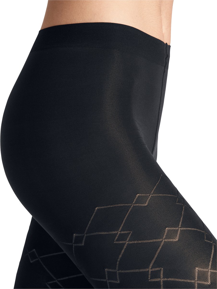 FALKE Check Mate gedessineerd materiaal half ondoorzichtig 60 DEN panty dames blauw - maat S-M