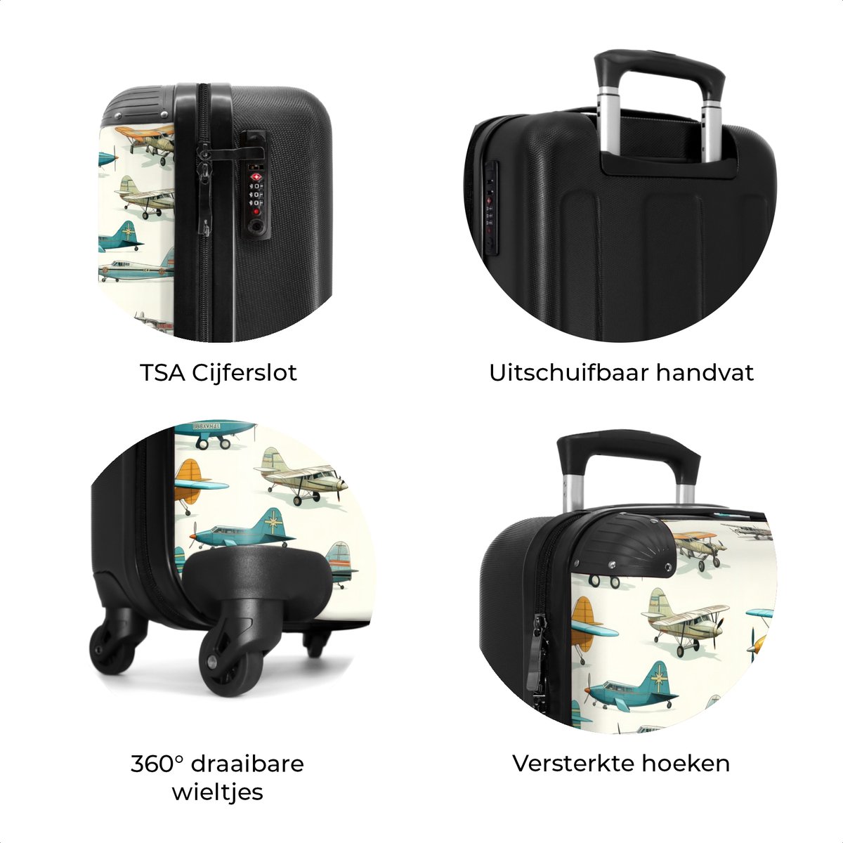 NoBoringSuitcases.com - Kinderkoffer - Past binnen 55x40x20 cm en 55x35x25 cm - Kleine handbagage kinderkoffertjes - Reisbagage & Reisaccessoires - Trolley op wieltjes - Reiskoffer met wielen - Rolkoffer - Kindertrolley jongen - Koffer kinderen – foto 7