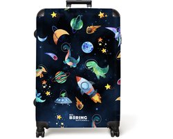 NoBoringSuitcases.com NoBoringSuitcases.com® - Koffer groot - Reiskoffer lichtgewicht - Kleurrijke tekening van dino's, ufo's en sterren - Rolkoffer met 4 wielen - 98 liter bagage