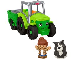 Fisher-Price Little People Tractor – Muzikaal Duwvoertuig met Aanhanger en 2 Figuren