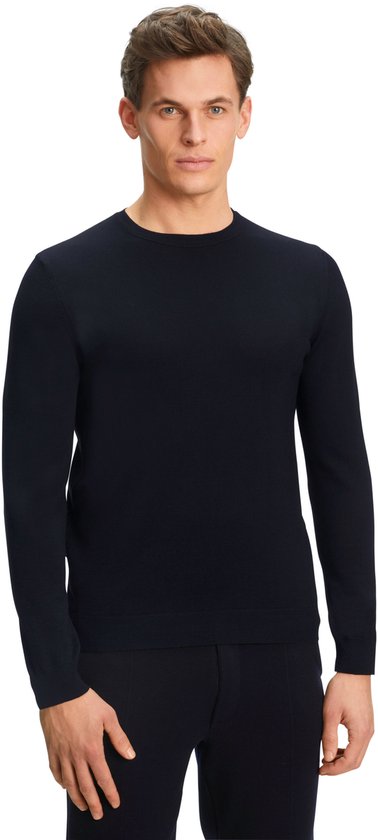 FALKE Basic New Merino à col rond, élégant et classique, en laine mérinos, bleu - taille S