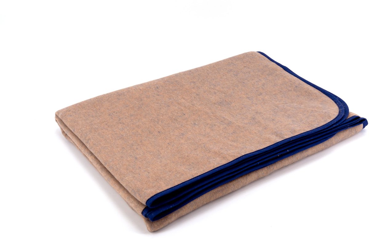 sleepling 150 x 200 cm plaid | knuffel- en sofadeken | van katoenmix | Made in Germany | wasbaar op 30 graden | blauw-beige