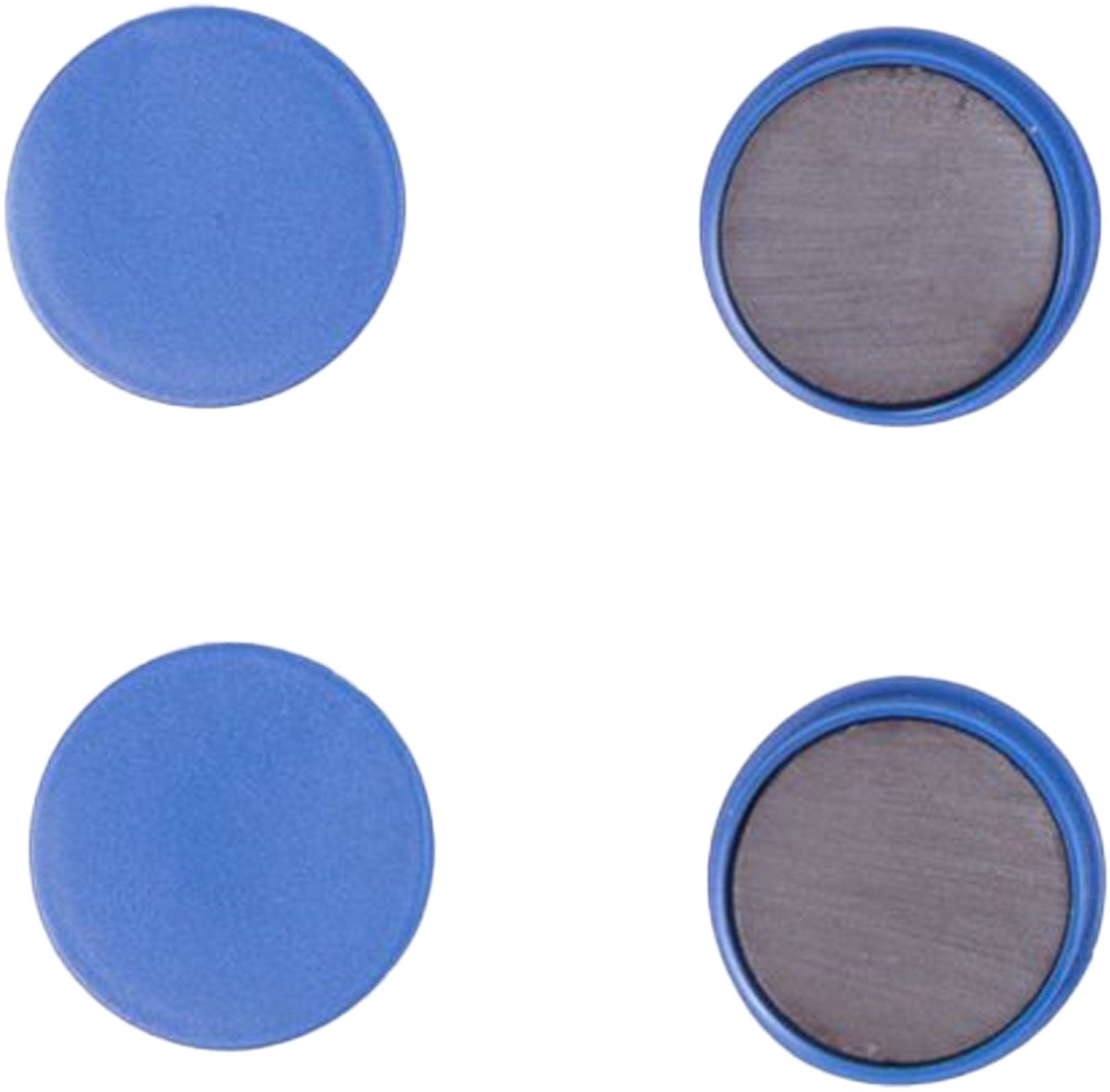 Benson koelkast magneten rond - zelfklevend - Blauw - 4x stuks - D35 mm - magneetjes