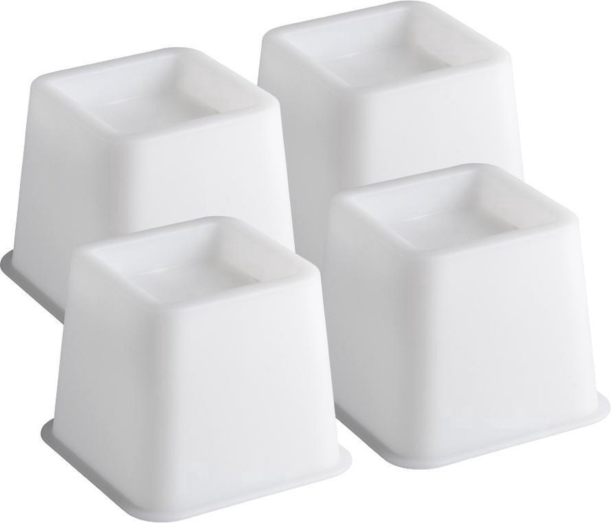 Goedkoopste Bedverhogers wit - bedklossen - meubelverhogers - stoelverhogers 8 cm hoog. Per set van 4. Max. 600 kg