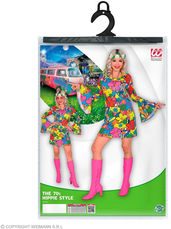 Costume de hippie | Flora Bora Hippie des années 70 | Femme | Grand | Costume de carnaval | Déguisements